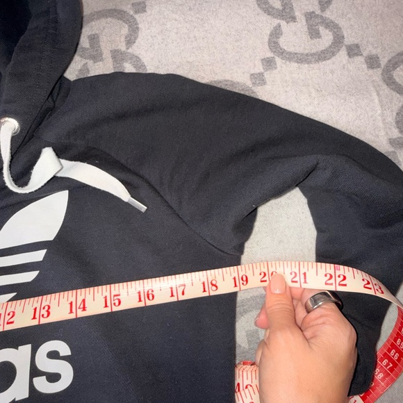 Adidas Black and White Cropped Hoodie, S - Picture 5 of 8